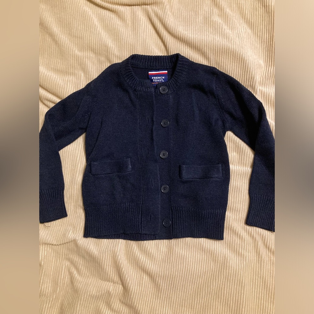 French Toast girls uniform navy blue sweater, size 4T